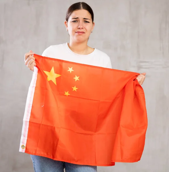 Ragazza Triste Sconvolta Dalla Sconfitta Della Sua Squadra Preferita Cina — Foto Stock