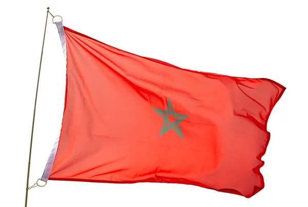 Národní Červená Vlajka Maroka Zeleným Pentagramem Uprostřed Symbolizující Islámské Dědictví — Stock fotografie
