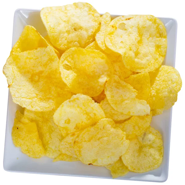 Traditionele Spaanse Hapjes Chips Close Geïsoleerd Witte Achtergrond — Stockfoto
