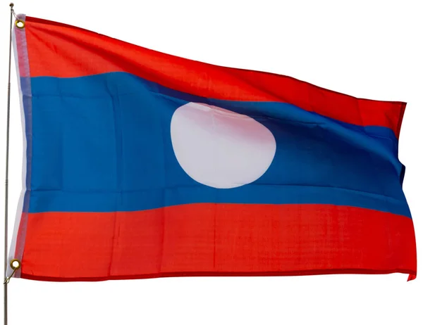 Vlajka Laoské Demokratické Republiky Izolované Přes Bílé Pozadí — Stock fotografie