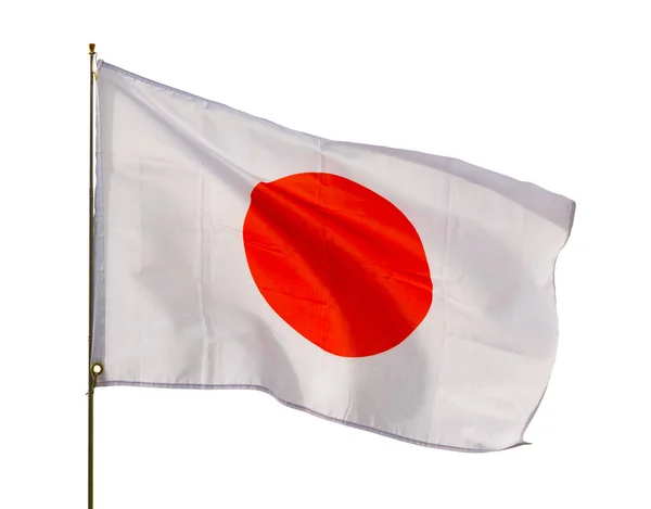 Flaga Japonii Powiewa Izolacja Białym Tle — Zdjęcie stockowe