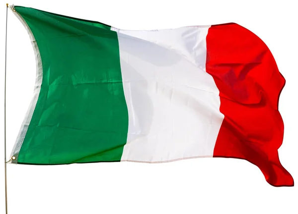 Великий Прапор Італії Махає Ізольовані Білому Тлі — стокове фото