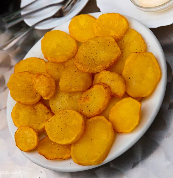 Stock image Appetizing Patatas Bravas - traditional Spanish potato snack or Tapas