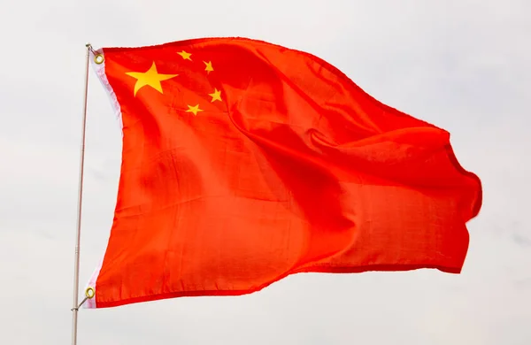 Bandiera Rossa Della Cina Con Cinque Stelle Oro Che Simboleggiano — Foto Stock