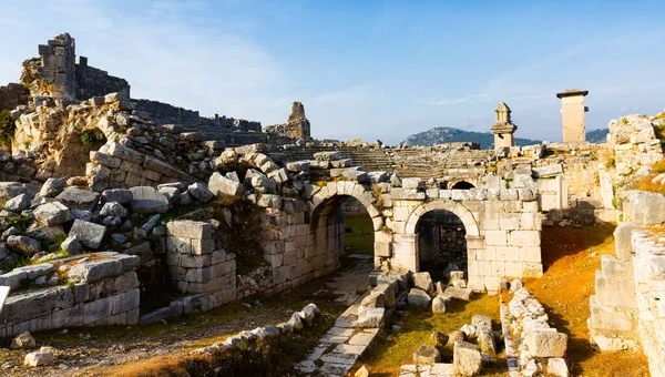 Ruïnes Van Het Romeinse Amfitheater Oude Lycische Stad Xanthos Plaats — Stockfoto