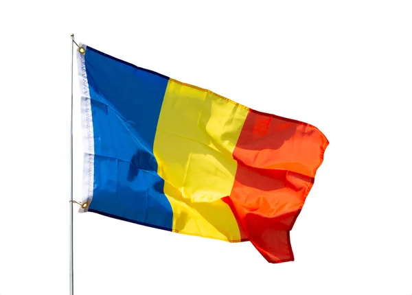 Kleurrijke Blauwe Gele Rode Nationale Roemeense Vlag Symboliseert Vrijheid Rechtvaardigheid — Stockfoto