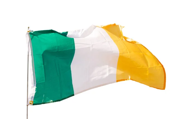 Stor Flagg Irland Festet Pinne Isolert Hvit Bakgrunn – stockfoto