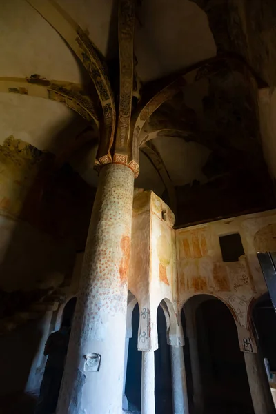 Interior Hermitage San Baudelio Berlanga Caltojar Remains Antique Frescoes Walls — Stock Photo, Image