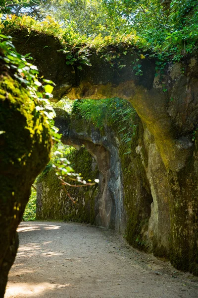 Picturesque Alley Stone Arches Park Quinta Regaleira Sintra Portugal — Stock Photo, Image