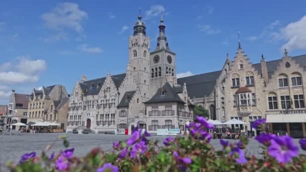 Diksmuide Belgien August 2022 Blick Auf Den Grote Markt Diksmuide — Stockvideo