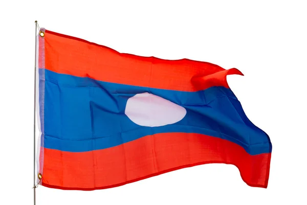 Σημαία Της Λαϊκής Δημοκρατίας Του Λάος Απομονωμένα Λευκό Φόντο — Φωτογραφία Αρχείου
