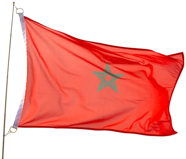 Red Flag Green Five Pointed Star Center Symbolizing Morocco Commitment — Stock Photo, Image