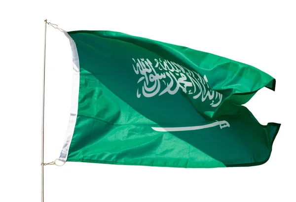 Die Grüne Flagge Saudi Arabiens Mit Der Weißen Shahada Über — Stockfoto