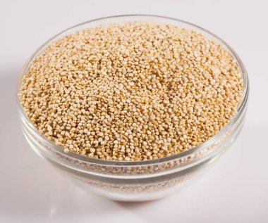 Close up of quinoa seeds in glass bowl clipart