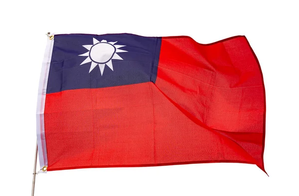 台湾的大旗飘扬 在白色背景下被隔离 — 图库照片
