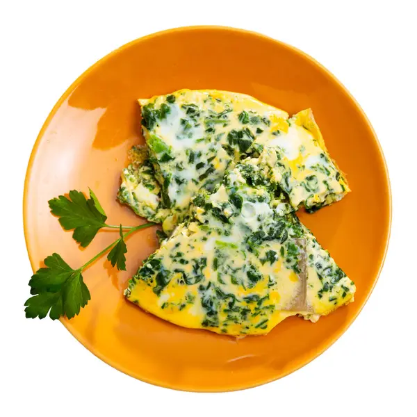 Traditionelles Französisches Frühstück Ist Ein Omelette Mit Spinat Das Aus — Stockfoto