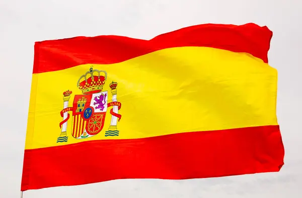 Vermelho Amarelo Vermelho Bandeira Nacional Espanhola Fundo Branco Total — Fotografia de Stock