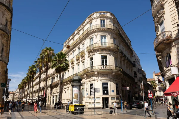 France Montpellier August 2023 Прекрасна Вулиця Ресторанами Історичному Центрі Монпельє — стокове фото