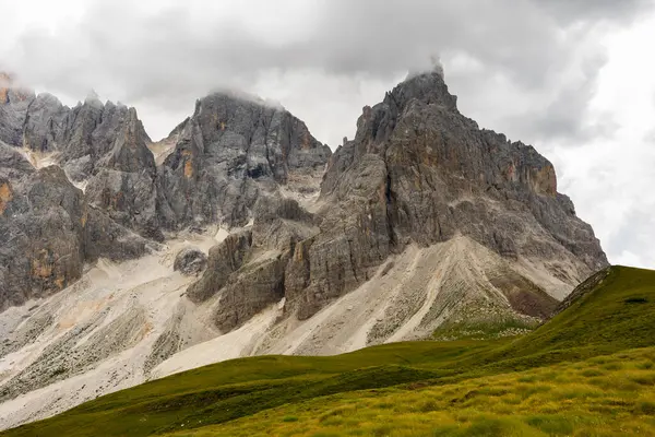 Cloudy Day Alpine Mountains Dolomites Panoramic View Baita Segantini Rolle — Stock Photo, Image