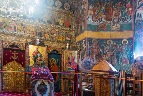 Interiør Den Berømte Klosterkirken Voronet Bucovina Romania – stockfoto