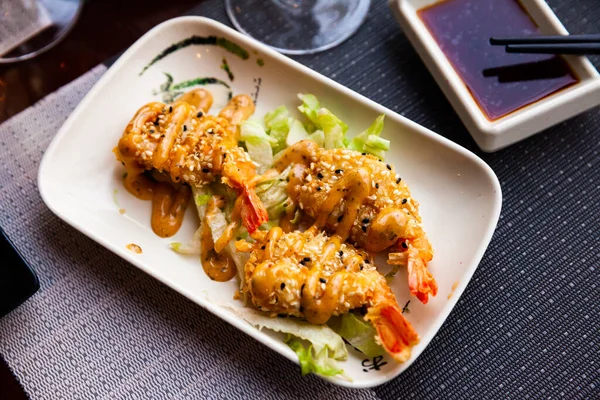 Fried Shrimp Sesame Seeds Japanese Cuisine High Quality Photo — Stock Photo, Image
