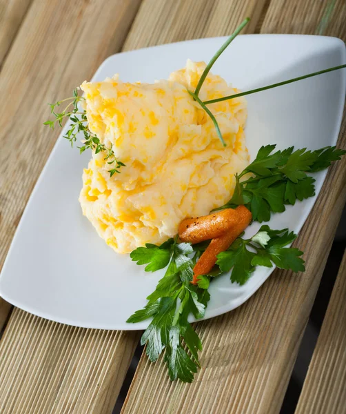 National Scottish Dish Clapshot Potato Puree Melted Butter Turnips — Stock Photo, Image
