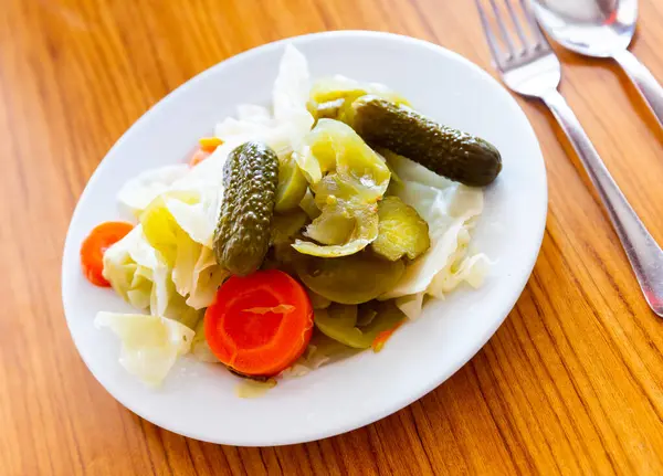 Turkish Pickles Made Cucumber Cabbage Carrots — Stock Photo, Image
