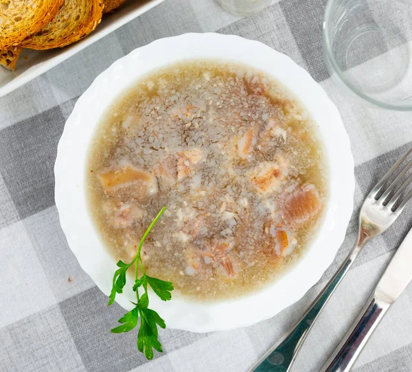 Чаша Домашним Желе Свининой Говядиной Холодец Традиционное Русское Блюдо — стоковое фото