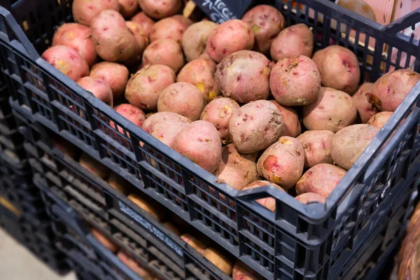 Raw Potato Box Sale Greengrocery — Stock Photo, Image
