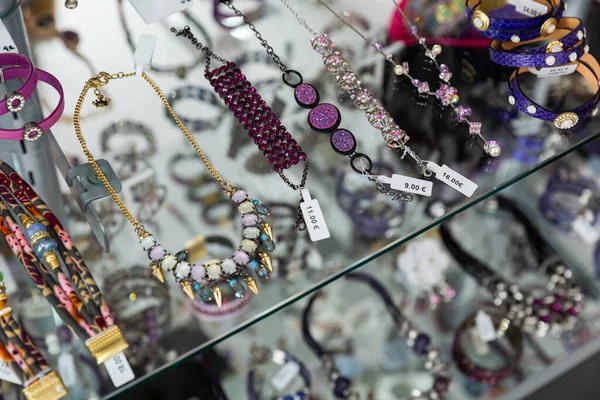Jewelry Shop Necklaces Bracelets Displayed Sale — Stock Photo, Image