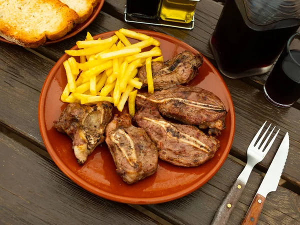 Appetizing Pork Cheeks Traditional Meat Dish Spanish Cuisine — Stock Photo, Image