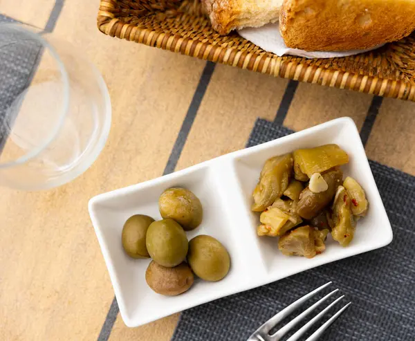Pickled Eggplant Olives Appetizer Closeup — Foto de Stock