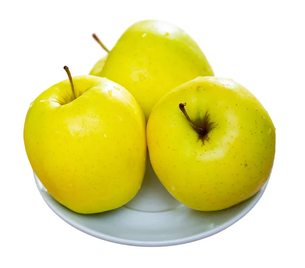 Imagen Manzanas Doradas Deliciosas Jugosas Maduras Frescas Sabrosas Aislado Sobre — Foto de Stock