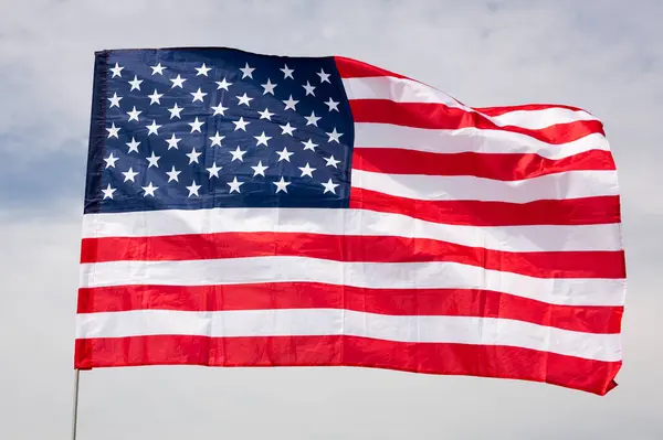 Flagga Usa Med Horisontell Rand Rött Och Vitt Femtio Femuddiga — Stockfoto