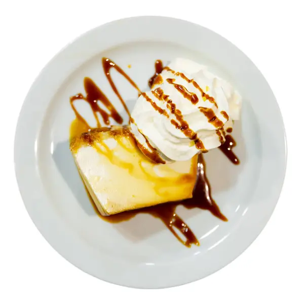 Image Flan Cream Con Nata Beautiful Restaurant Presentation Dish Isolated — Stock Photo, Image