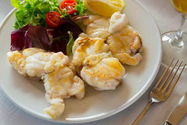 Rape Horno Spanish Seafood Dish Oven Baked White Fish Served — Stock Photo, Image