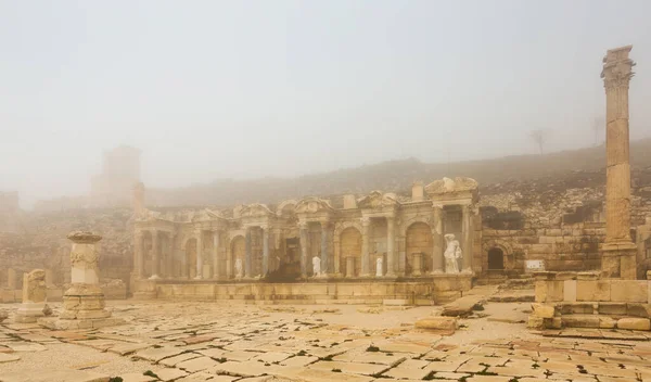Partially Reconstructed Nymphaeum Building Ruins Ancient City Sagalassos Foggy Winter — Stock Photo, Image