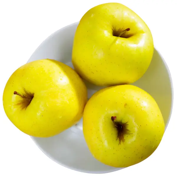Obraz Jabłek Złoty Pyszne Soczyste Dojrzałe Świeże Smaczne Izolacja Białym — Zdjęcie stockowe