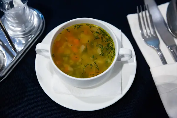 Appetizing Soup Noodles Vegetables Closeup — Stock Photo, Image