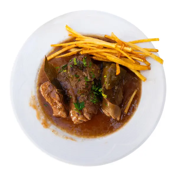 Mantarlı Dana Filetosu Büyük Miktarda Kokulu Sosla Pişirilmiş Ana Yemek — Stok fotoğraf