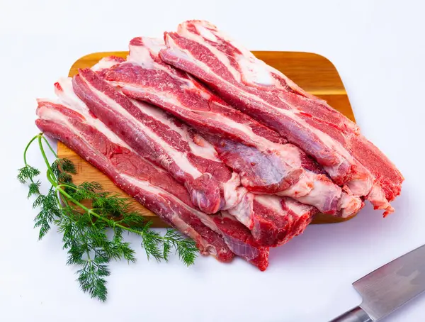 Ingrediënten Voor Het Koken Rauwe Varkenshaas Vers Liggend Een Bord — Stockfoto