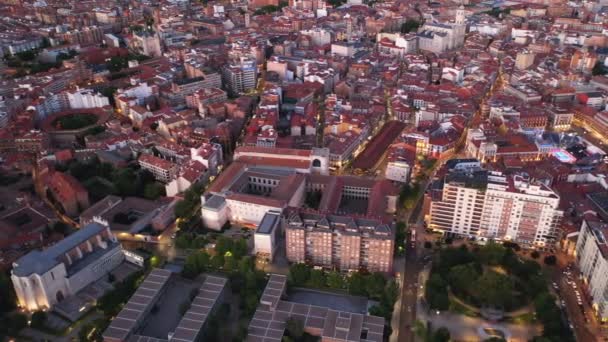 Panoramatický Výhled Dronu Valladolid Soumraku Španělsko Vysoce Kvalitní Záběry — Stock video