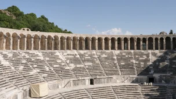 Panorama Över Den Välbevarade Romerska Teatern Aspendos Antalya Turkiet — Stockvideo