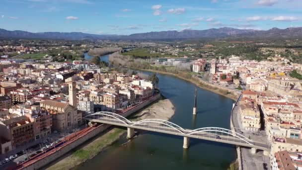 Tortosa Városképe Baix Ebre Comarca Katalónia Spanyolország Lakóépületek Megtekintése Ebro — Stock videók