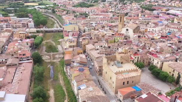 Drone Vista Las Zonas Residenciales Bisbal Demporda Situada Provincia Girona — Vídeos de Stock