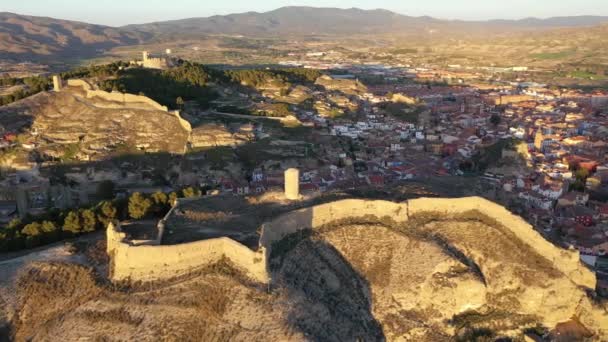 Panorama Panoramico Drone Dell Antica Torre Mocha Rovina Castello Consolazione — Video Stock