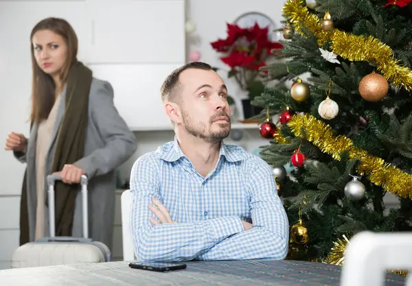 Family Couple Breaking Ending Relation Quarrel Eve Christmas — Stock Photo, Image