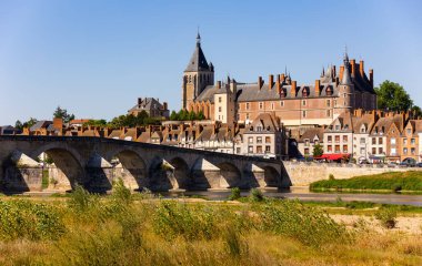 View of Gien with the castle and the old bridge across the Loire river, France clipart