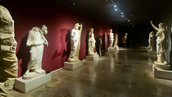 Antalya Turkey May 2022 Lot Greek Antique Statues Interiors Archaeological — Stock Photo, Image