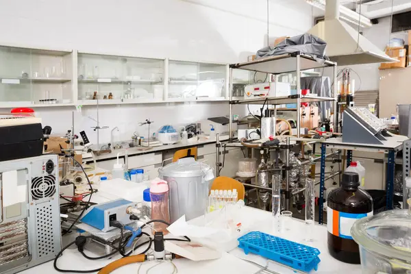 Chemical Laboratory Interior Different Lab Equipment Glassware — Stock Photo, Image